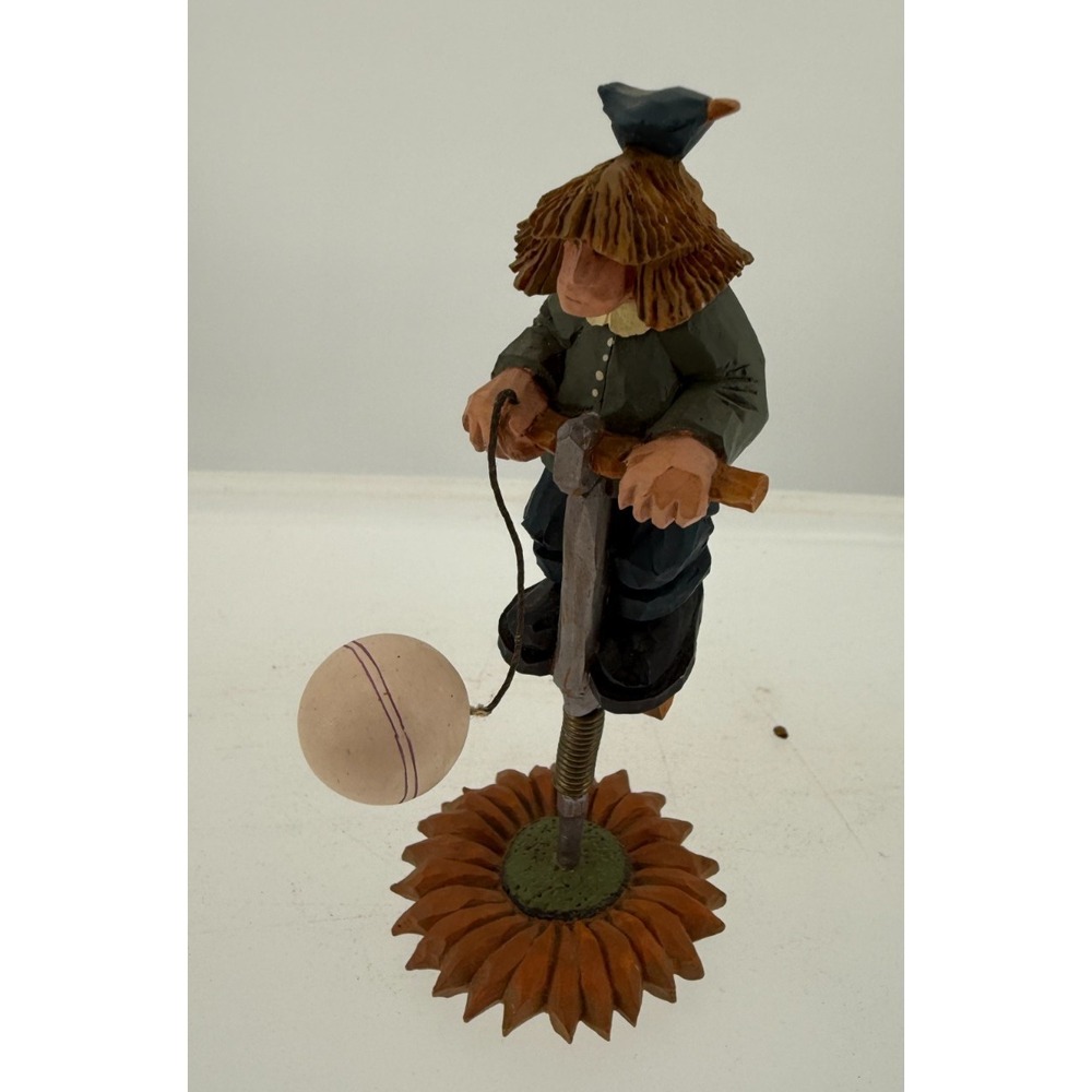 Williraye Studio Boy Riding‎ Spring Flower Figurine Whimsical Folk Art 1998
